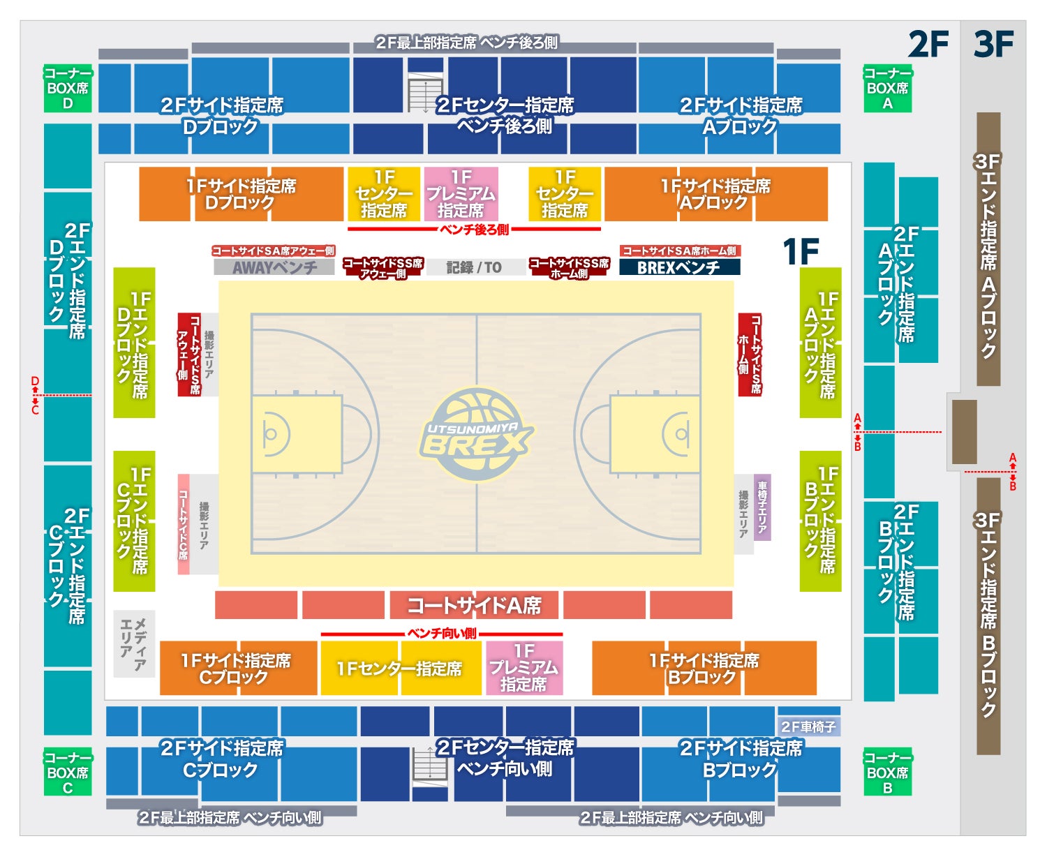 コートの一部が見えにくい可能性がある席種について | 宇都宮ブレックス